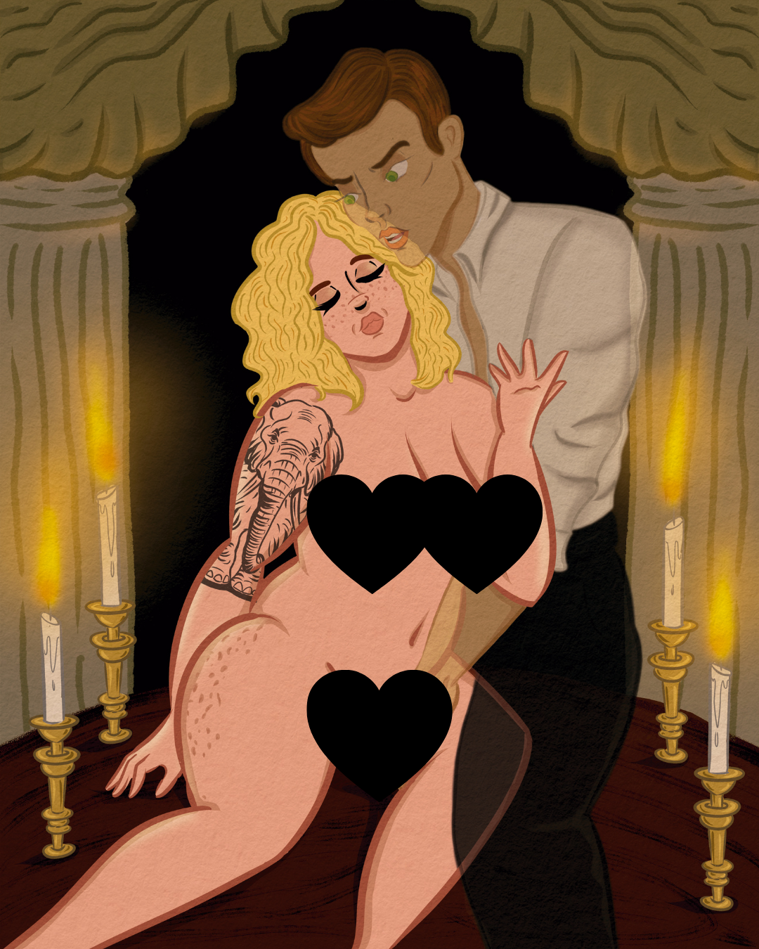 5x7 Postcard NSFW Art of Winston and Natalie - Adored by the Grumpy Ghost