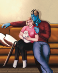 5x7 Postcard SFW Art of Harper and Luka - Her Alien Bodyguard