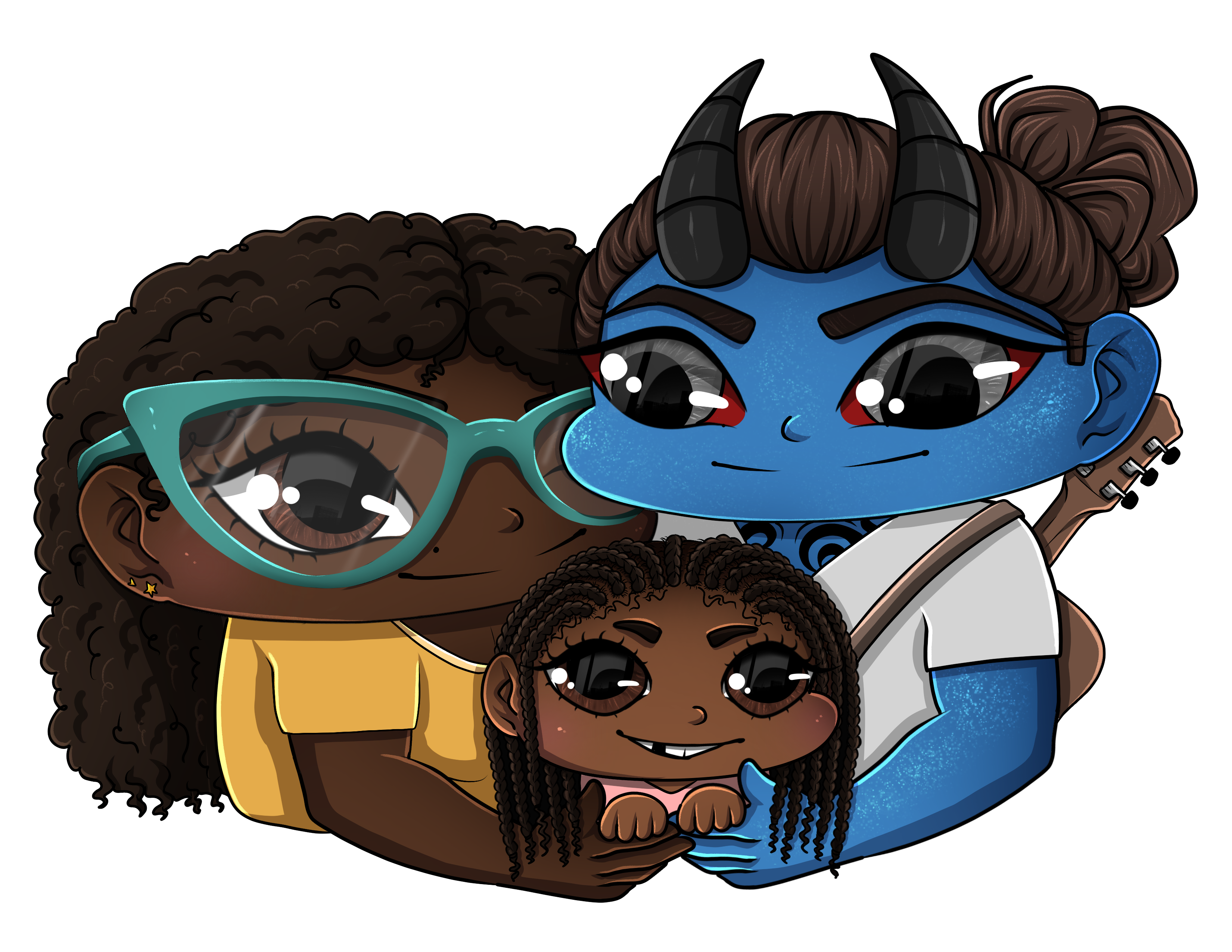 Charlie, Zev, and Nia Chibi Sticker