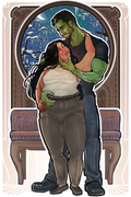5x7 Postcard SFW Art of Lindsay & Dominic - Treasured by the Himbo Zombie