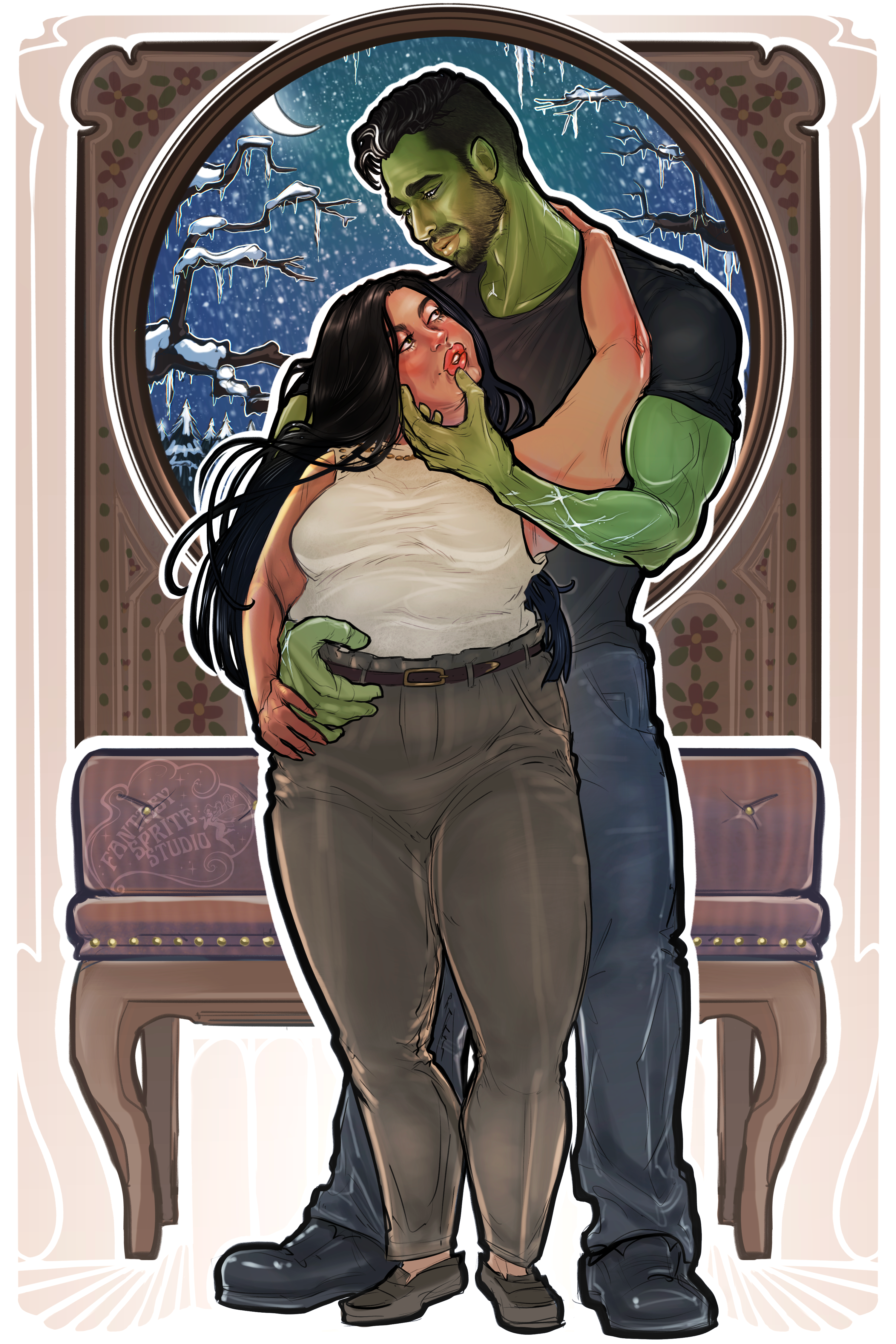 5x7 Postcard SFW Art of Lindsay & Dominic - Treasured by the Himbo Zombie