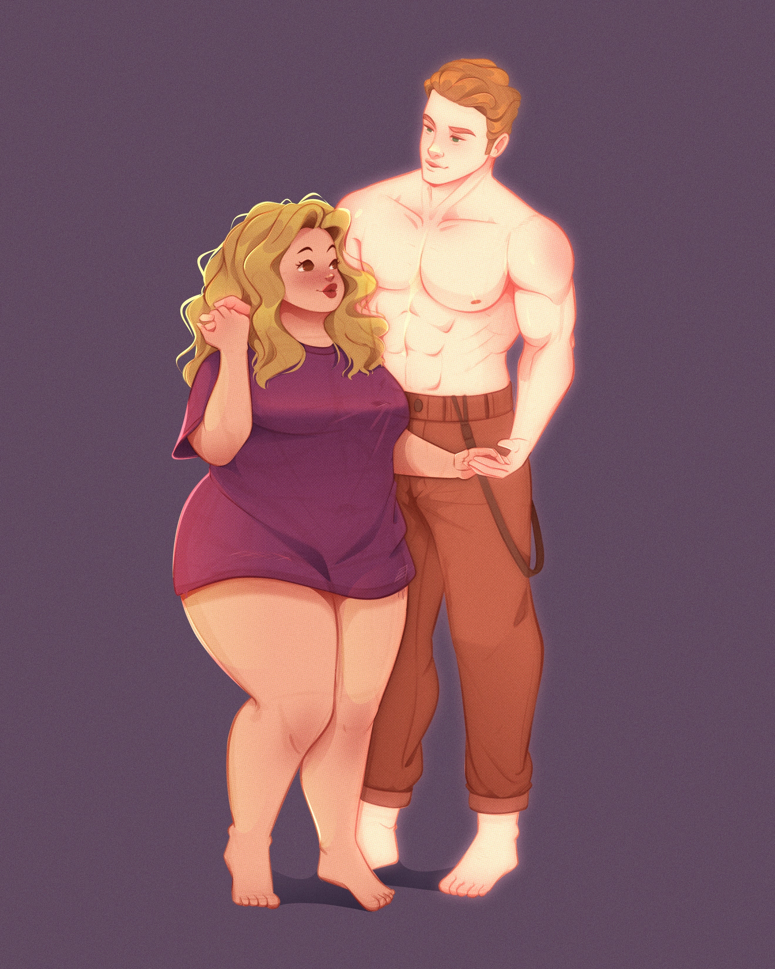 5x7 Postcard SFW Art of Natalie & Winston - Adored by the Grumpy Ghost