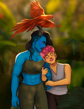 5x7 Postcard SFW Art of Jo, Alu, & Mek - Enchanting Her Mate