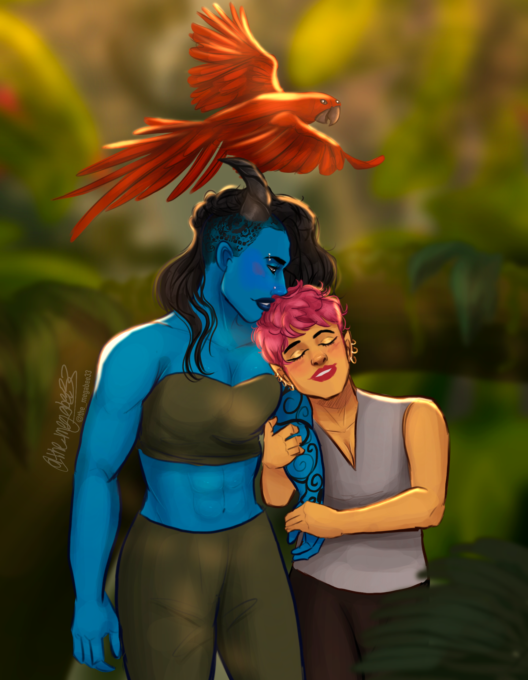 5x7 Postcard SFW Art of Jo, Alu, & Mek - Enchanting Her Mate