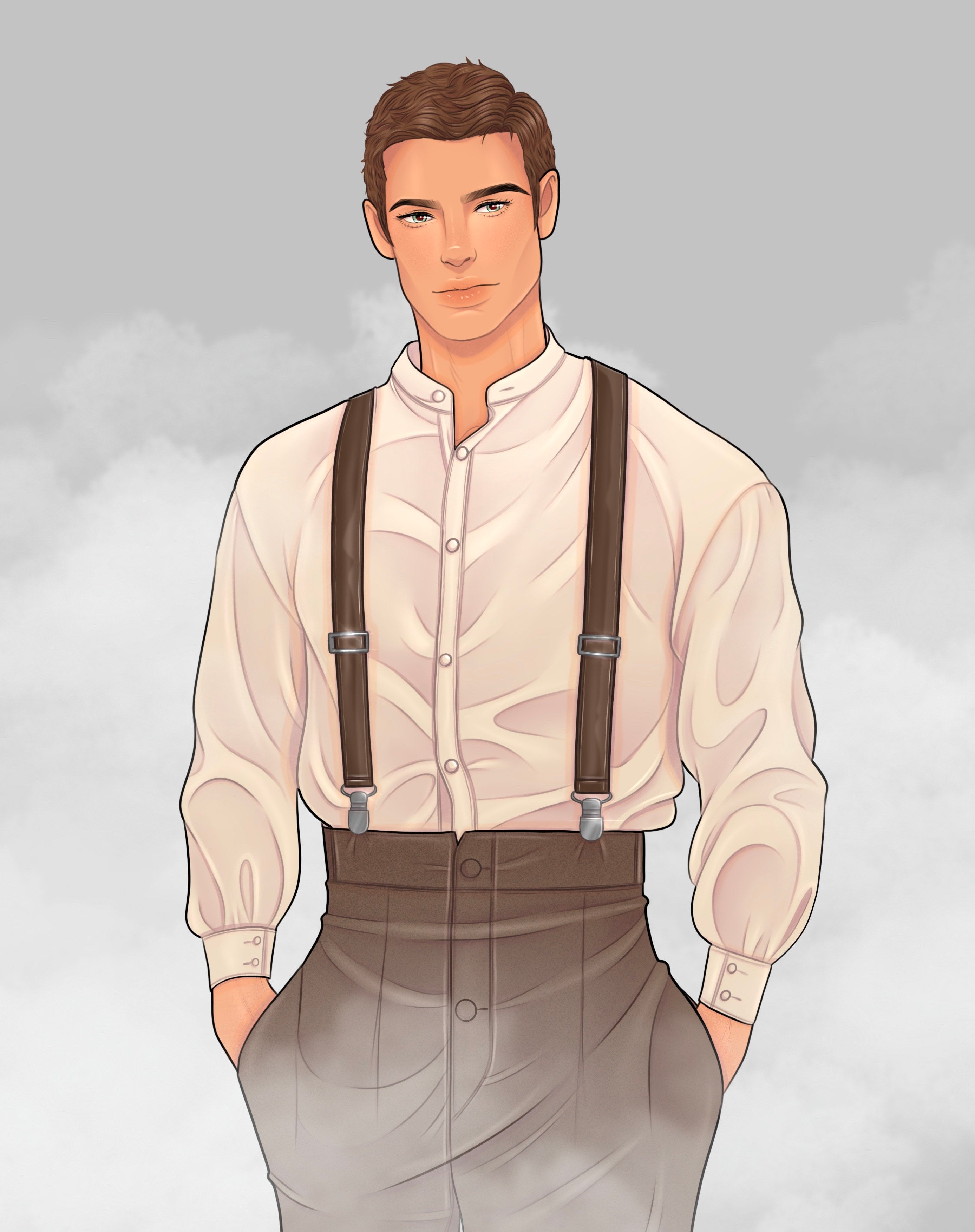 5x7 Postcard SFW Art of Winston - Adored by the Grumpy Ghost